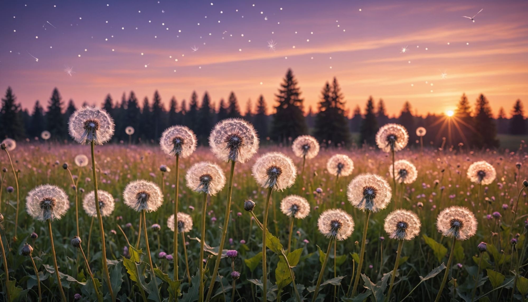 Dandelions at twilight