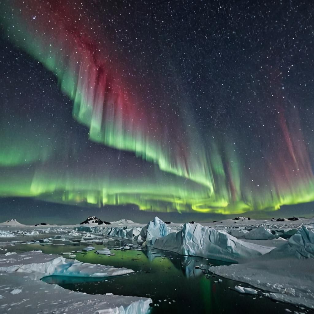 Aurora Australis and the Vastness of Antarctica   by @Jademist Designs