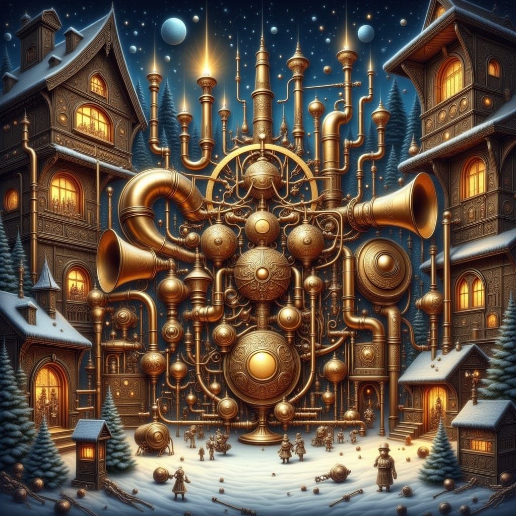 <lora:Winter Feiertage:1.0>Jingle Bells, ornate intricately detailed steampunk 