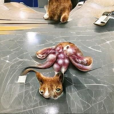 A hyperrealistic octopus cat