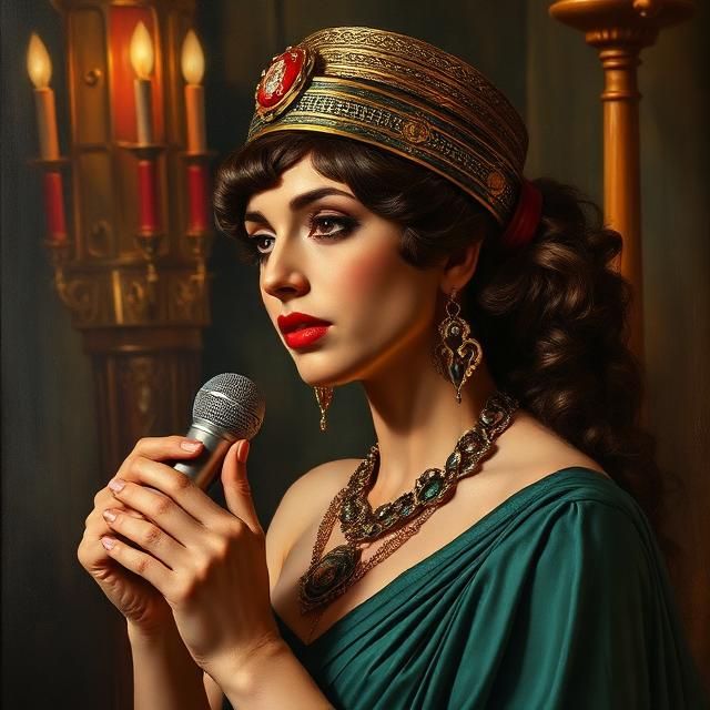 CLEOPATRA AS A 1920S SPEAKEASY LOUNGE SINGER.