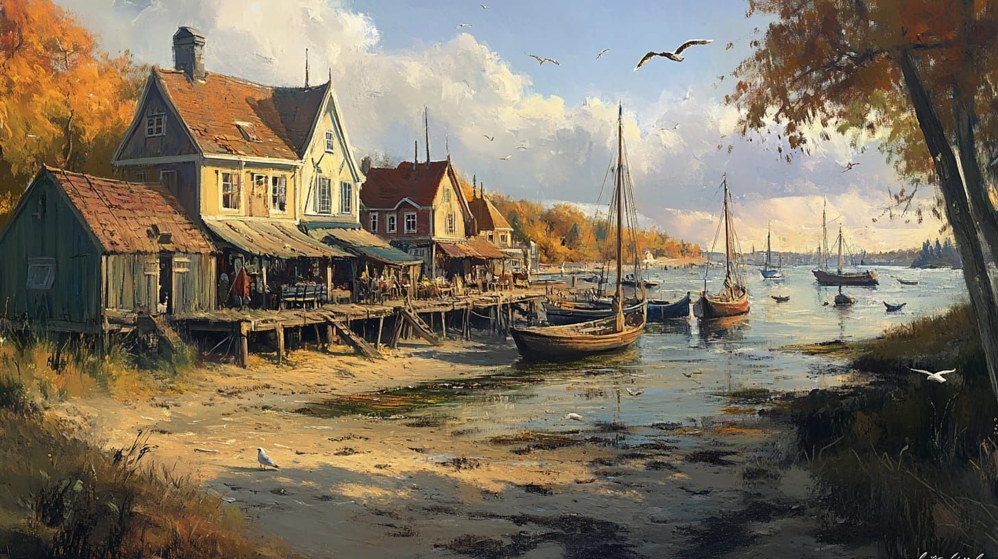 A wonderful fishing village at low tide.