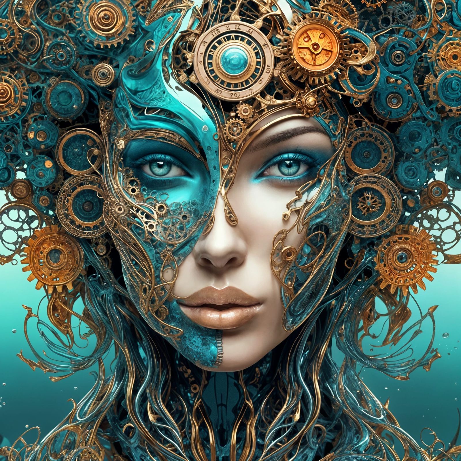 Surreal Female Face Design in 3D