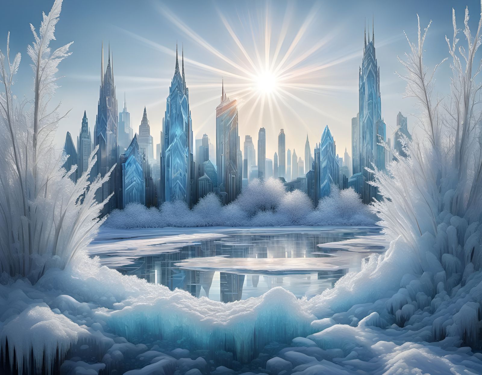 holographic icy city landscaping