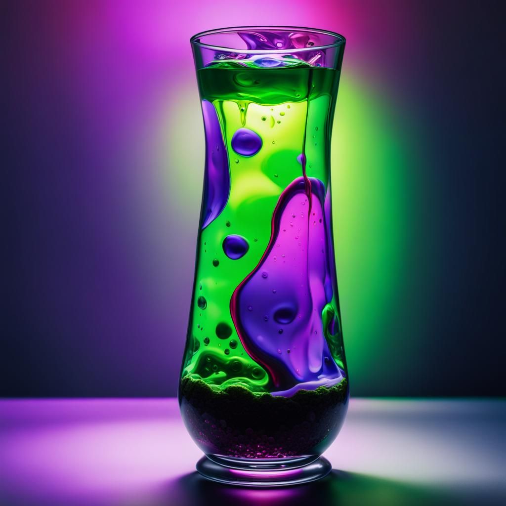 Lava lamp neon violet and green