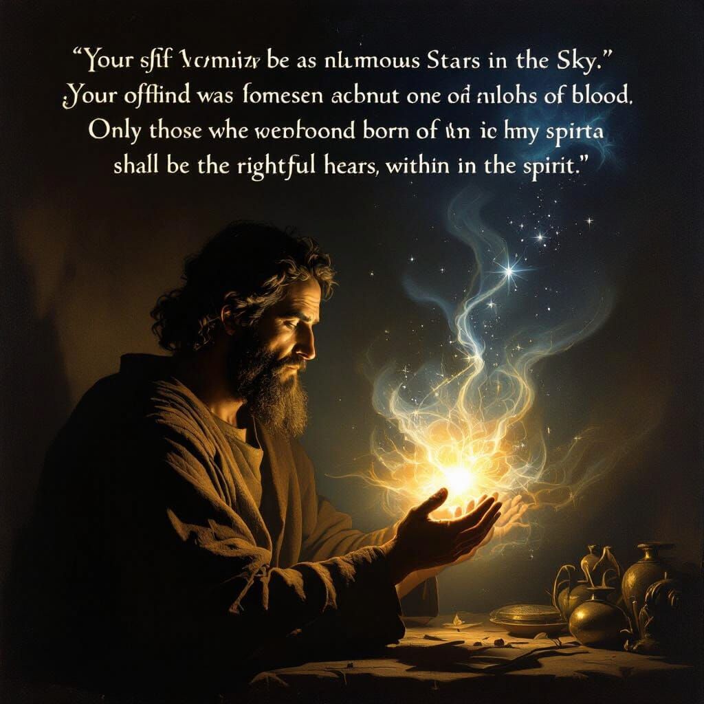 Divine Voice Promises Spiritual Offspring, Rembrandt Style