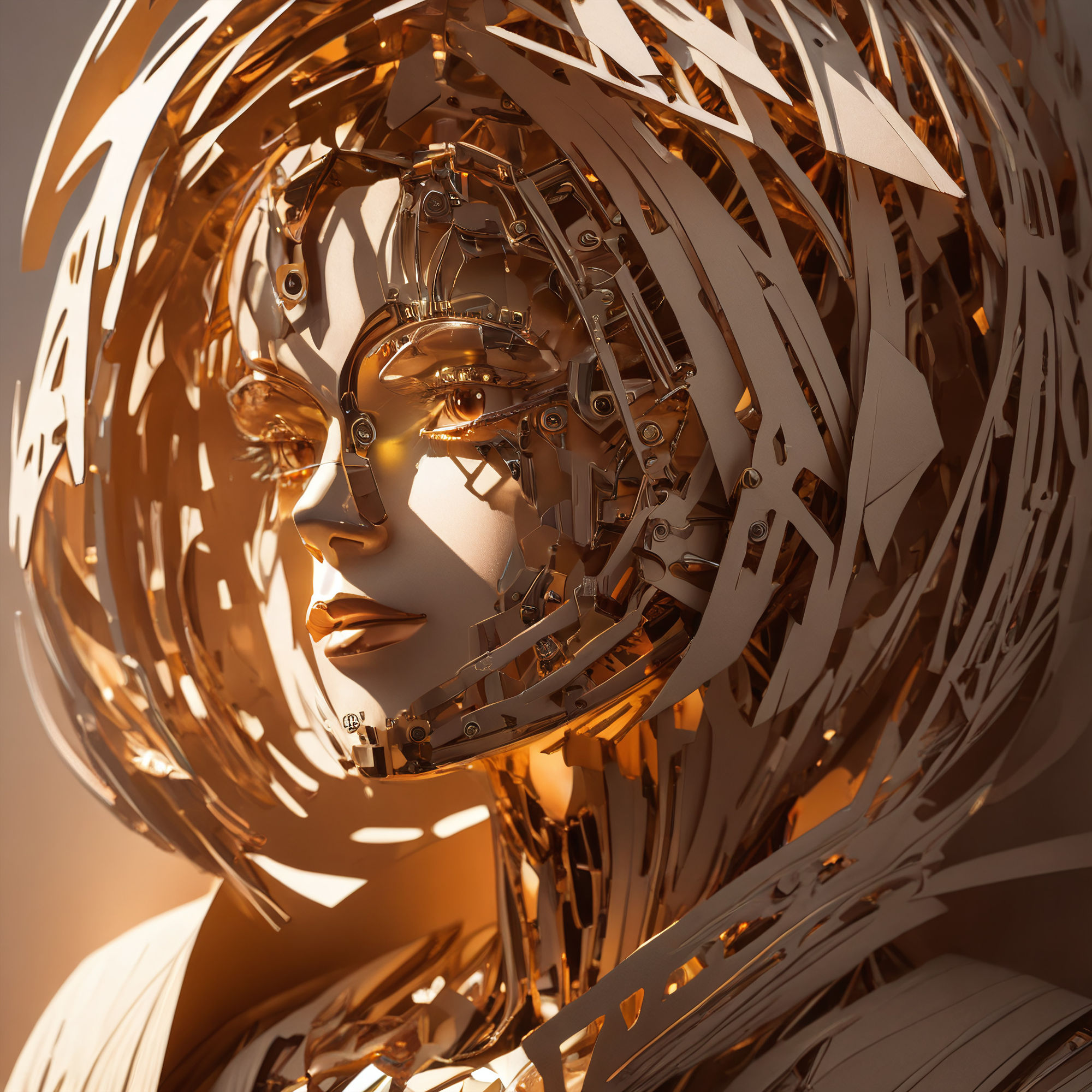 Carving cyborg out of wood