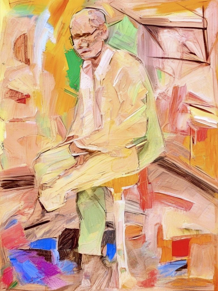 Man sitting on a stool