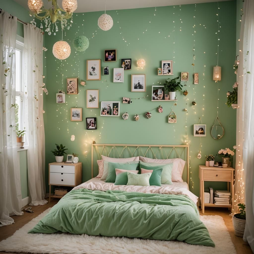 A green girly bedroom