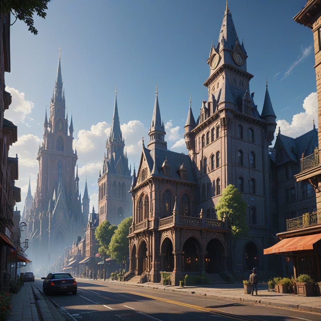 Surreal City of Wonders Amidst Majestic Spires and Grand Arc...