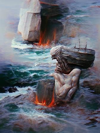 Vessel to the Gods, lies broken on the rocks