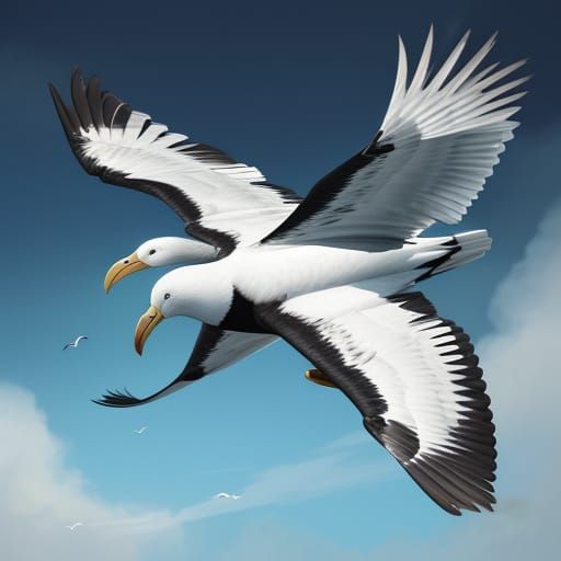 Majestic Albatross in Flight with Psychedelic Background