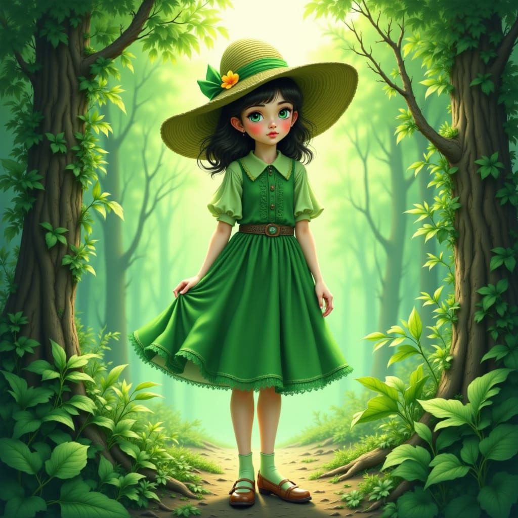 green girl<lora:The Green of Red:1.0>