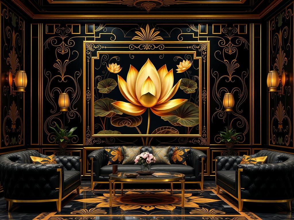 My Open Prompt: Art Deco Black-Gold Luxury Interior