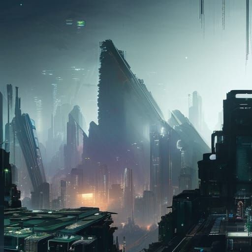 Post apocalyptic cyber city - AI Generated Artwork - NightCafe Creator