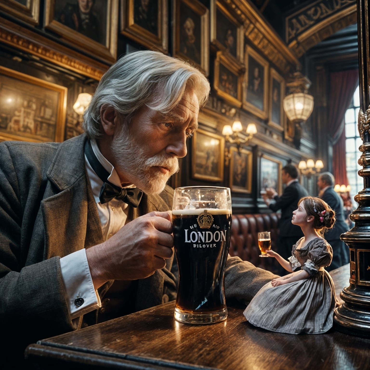 A English gentleman  is drinking a glass of English Beer London porter in a English Pub  , with on the ...  by @BlueSfinx 