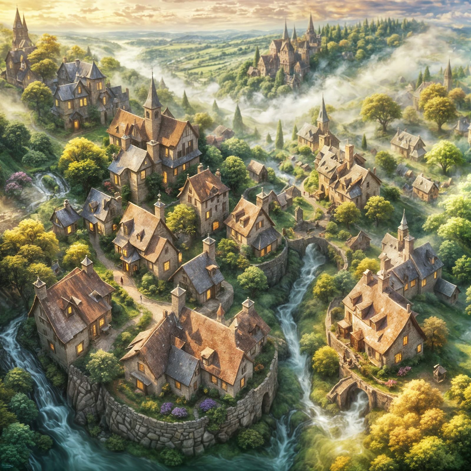 bird's eye view of a little village  by @Merumeru Meru