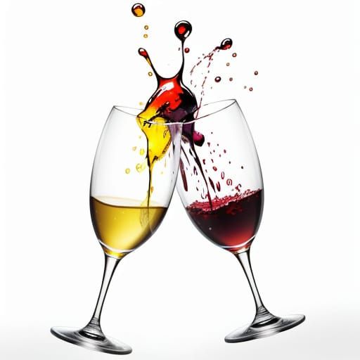 Splash Art Of Two Wine Glasses Kissing