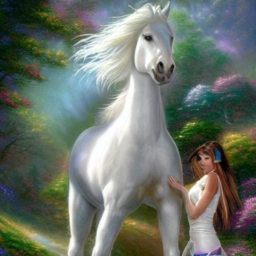 Misty Gates riding a beautiful white pony named Carl
