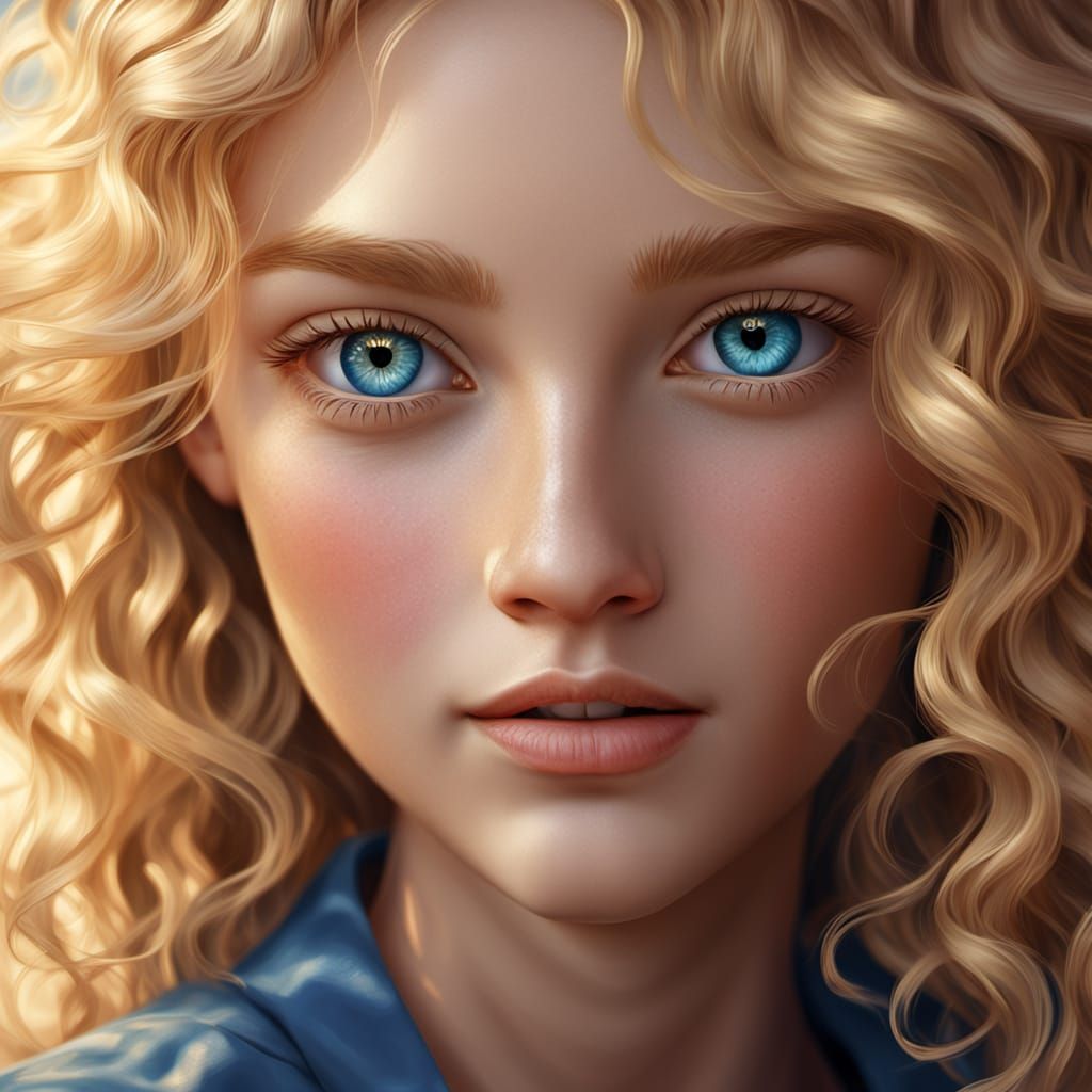 Blonde Woman Portrait in Hyper-Realistic Digital Art