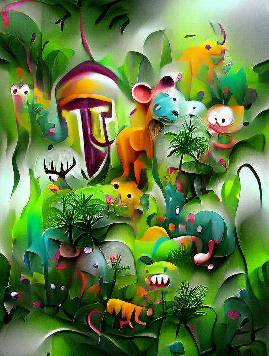 Fantasy Grassland Jungle in the style of Ten Hundred (Peter Robinson ...