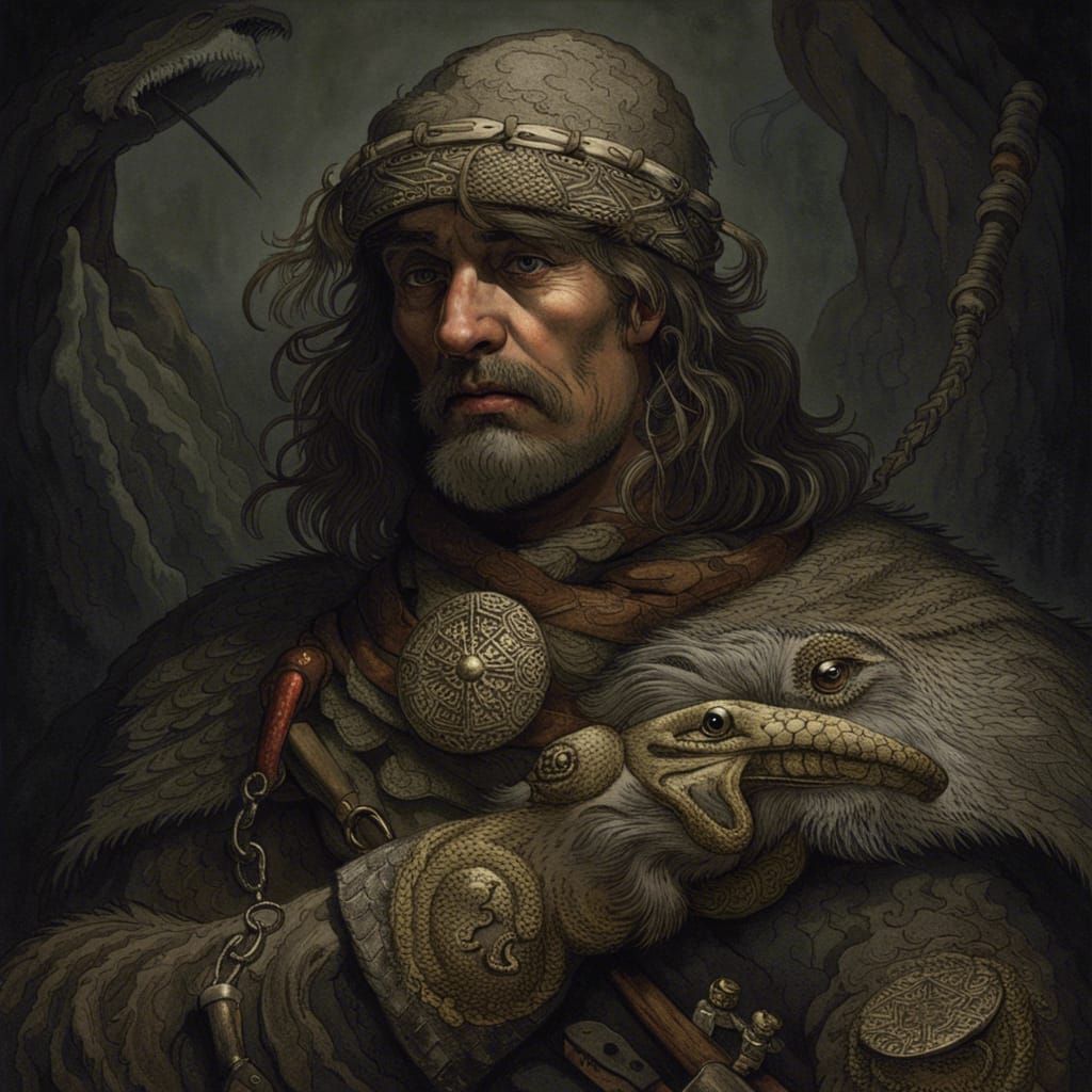 Slavic Hero from VIII century. Hunter with talisman on his neck made by ...