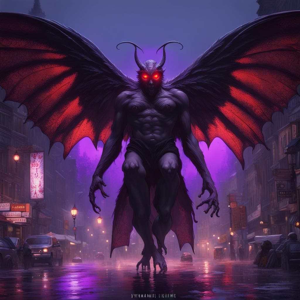 Mothman a masterpiece, 8k resolution, dark fantasy concept art, by Greg Rutkowski, dynamic lighting, hyperdetailed, intr...