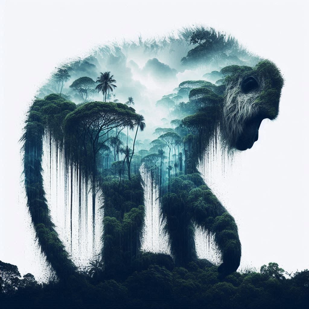 double exposure beautiful fantasy DALL-E 3 portrait landscape..