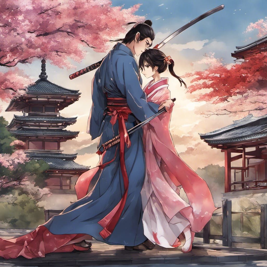 Love to the hatred of a samurai and an onabu-geisha - AI Generated Artwork  - NightCafe Creator