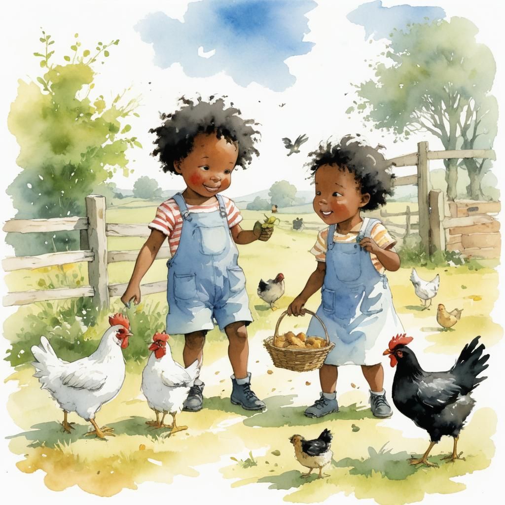 the cute black toddler siblings feed chickens ,Vacations on ...