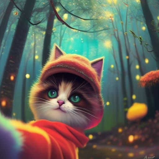 A purr-fect selfie opportunity to show off her stylish hat �...