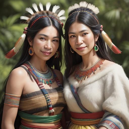 Tapirape sisters in native dress