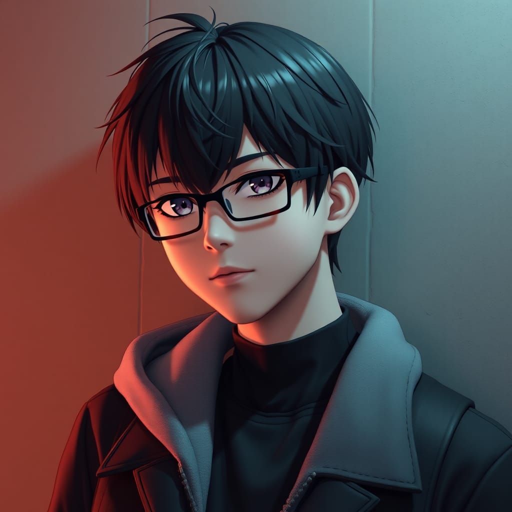 Anime Style Portrait of a Loner with Glasses