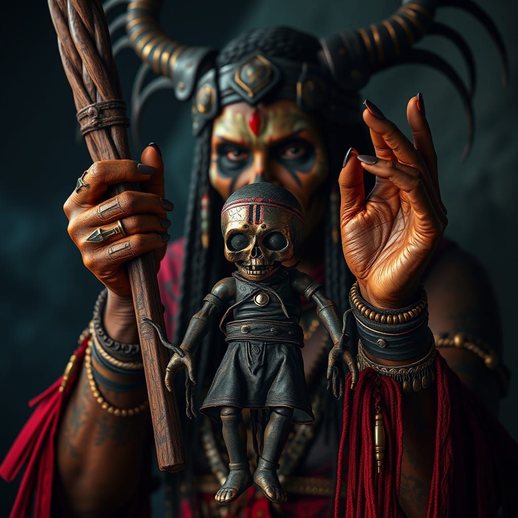 Shaman and Cursed Voodoo Doll.  by @Weird Jimbo