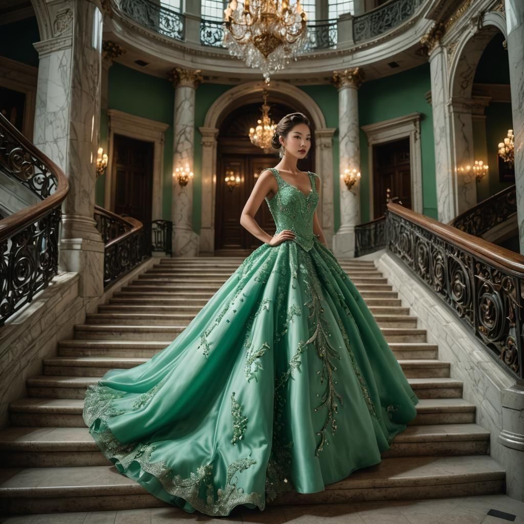 Ballgown in jade  by @Annascarlson