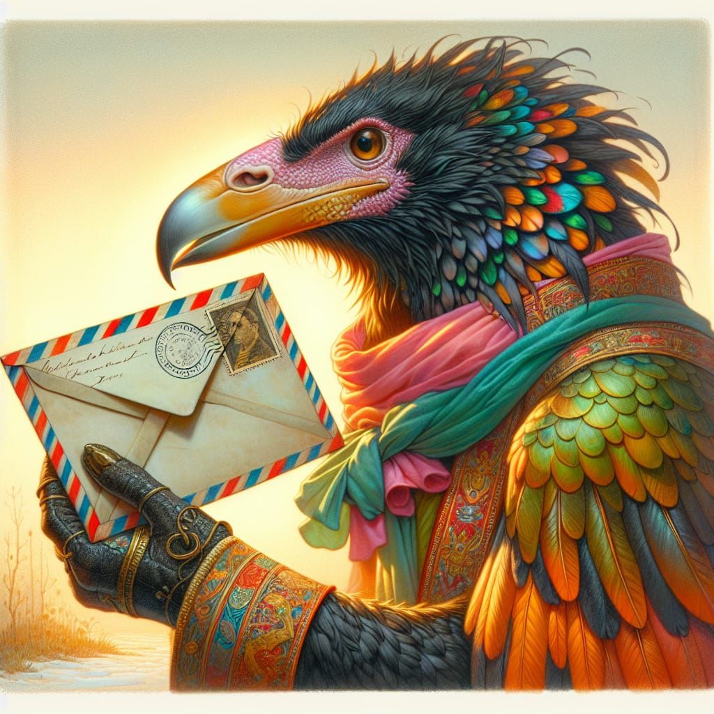 Ornate Bird Messenger in Golden Light