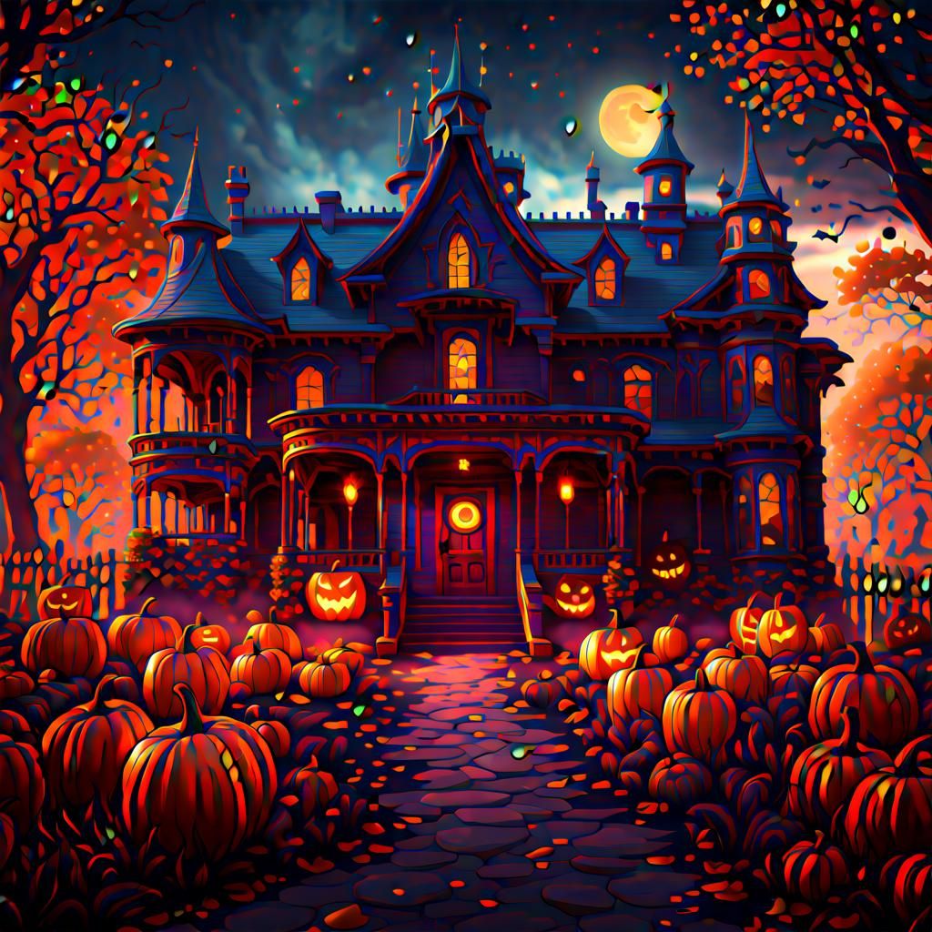 Halloween pop-up boo detailed matte painting, deep color, fa...