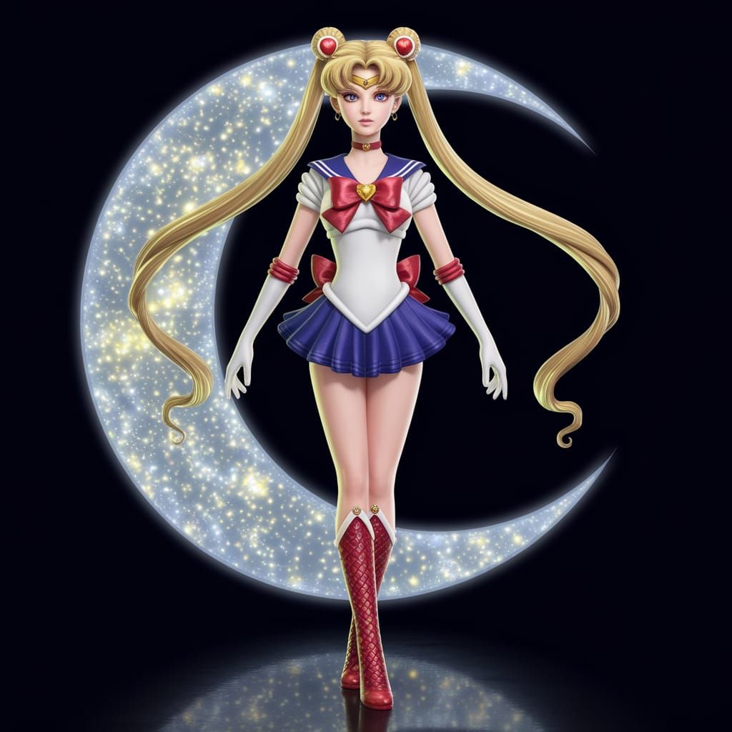 Gothic Sailor Moon Goddess in Majestic, Dark Fantasy Setting