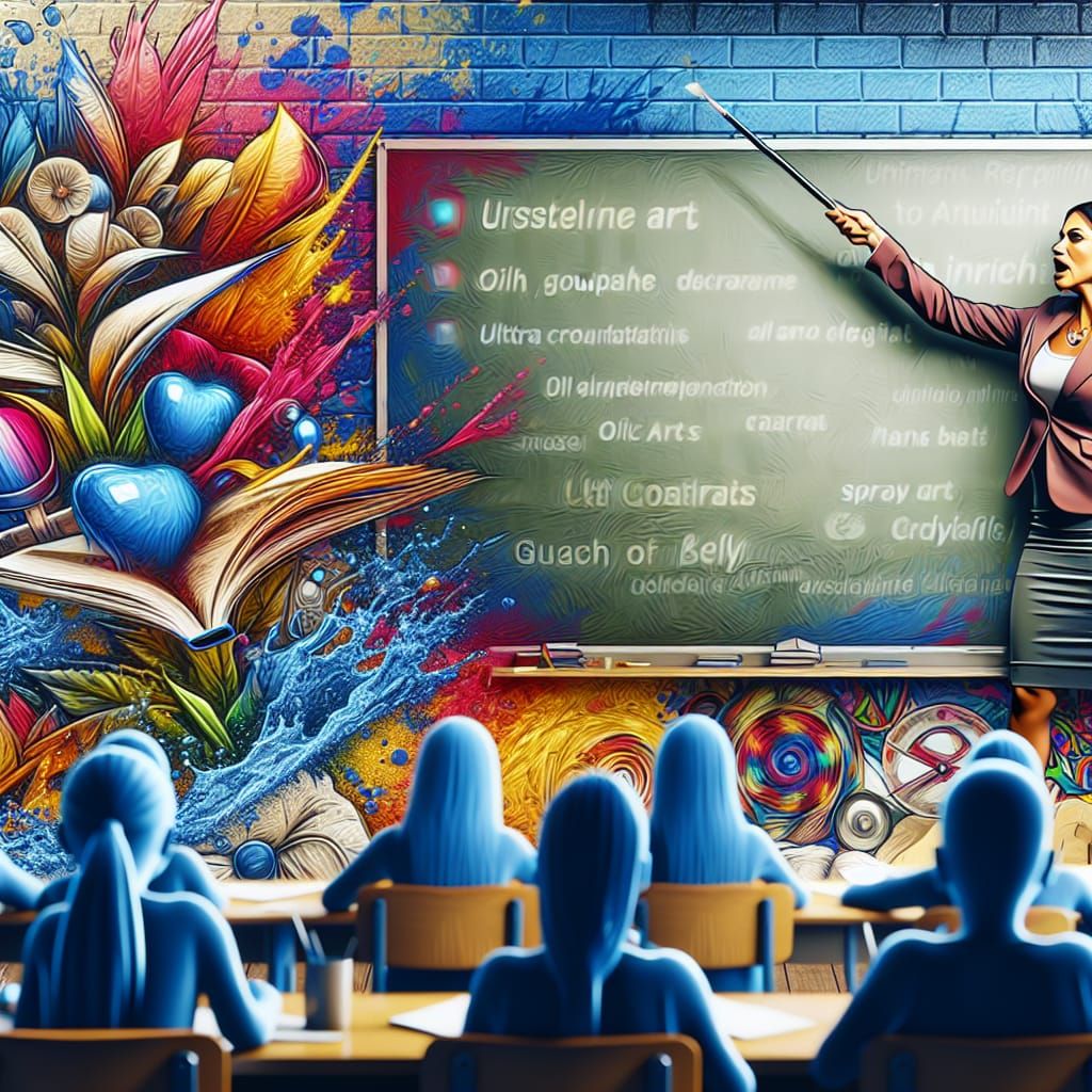 Women teacher with power teaching in classroom