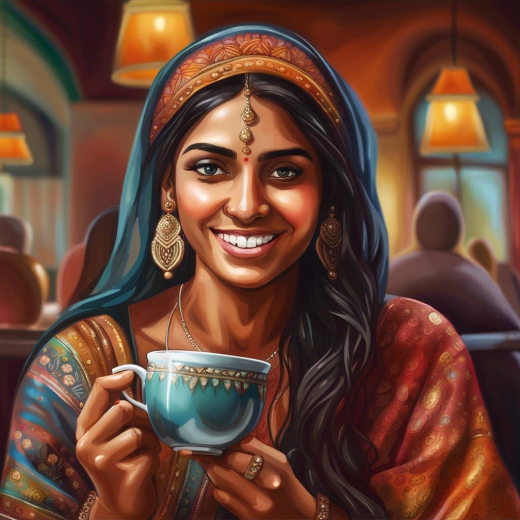 Drinking masala chai in Prithvi Cafe!  by @Karlie C