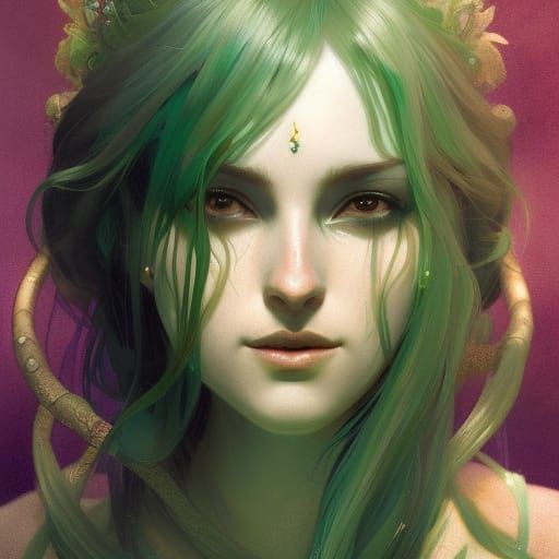 high fantasy green witch goddess - AI Generated Artwork - NightCafe Creator