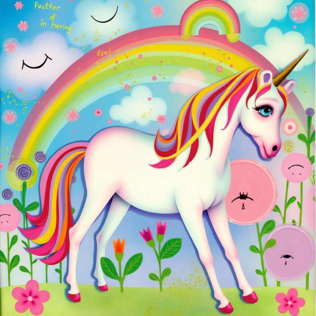 <lora:mmcollage:1.0> Rainbow, and unicorn