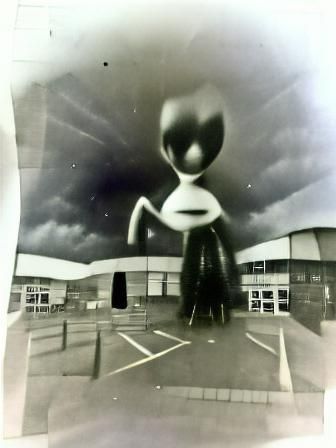 Ominous black and white pinhole photography portrait of an e...