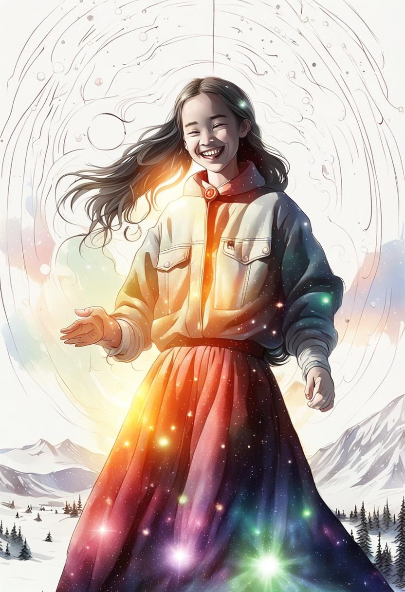 Spectacular laughing girl beamed up by a UFO by sunset and A...