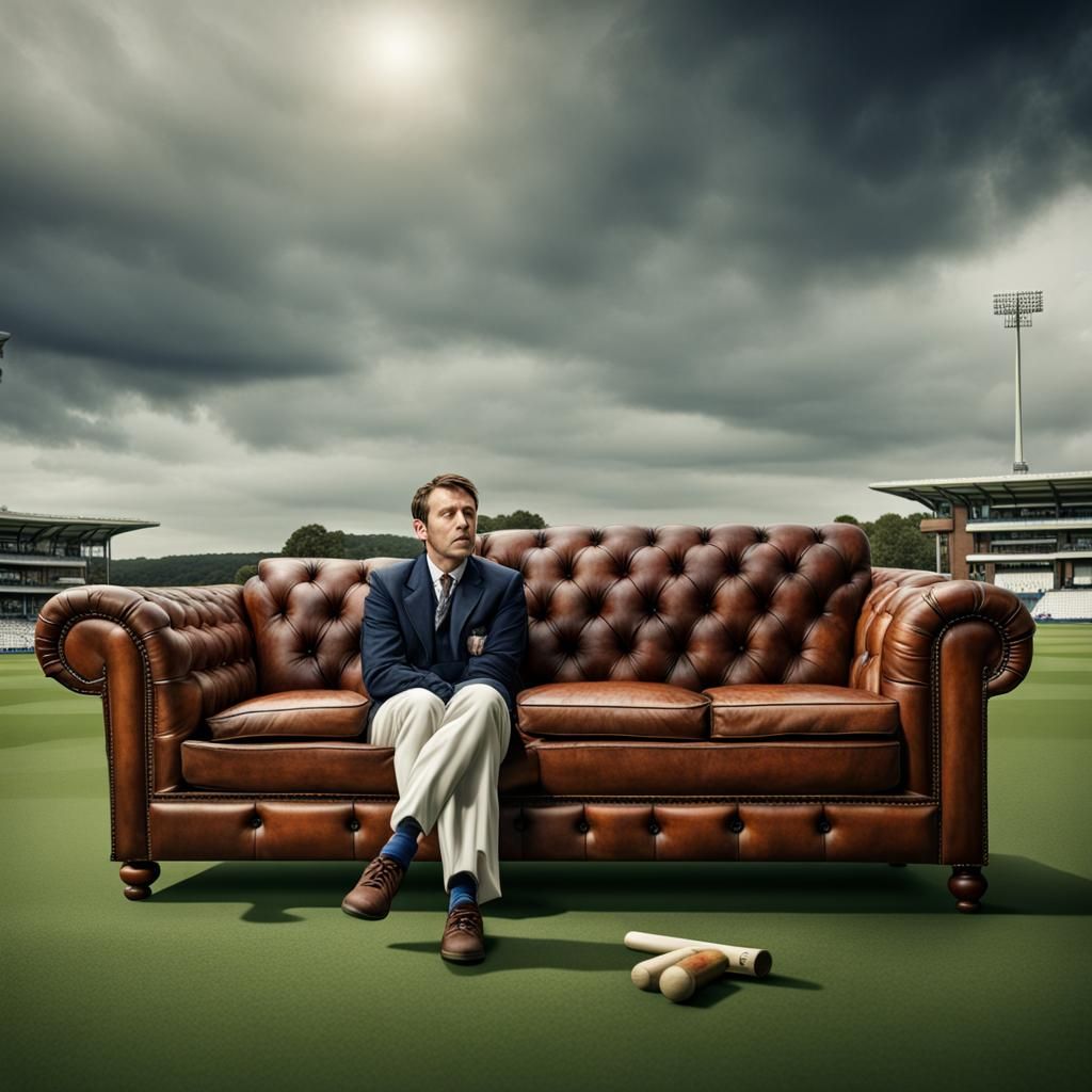 The chesterfield sofa materialised in the middle of a cricket match