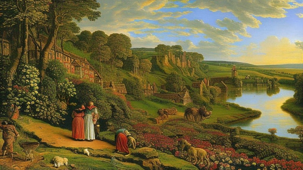 William Holman Hunt, John Constable, landscape, red flaming ...