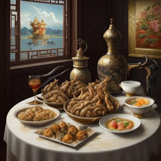 Festive Chinese New Year Feast in Dali Surrealism