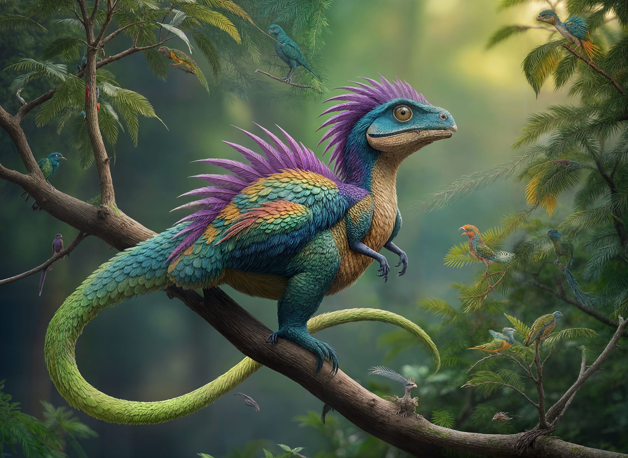 Feathered PseudoDinosaur evolved from an image of LoscuroFiguro