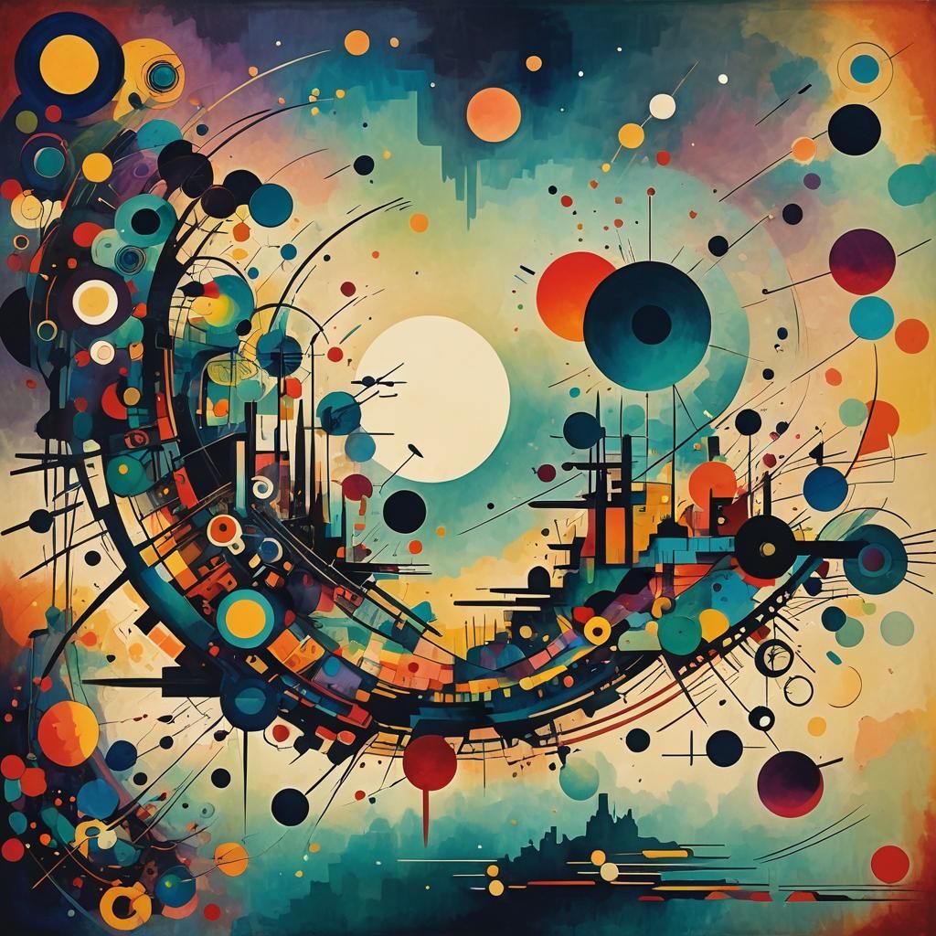 awesome-looking time machine very retro Kandinsky color grad...