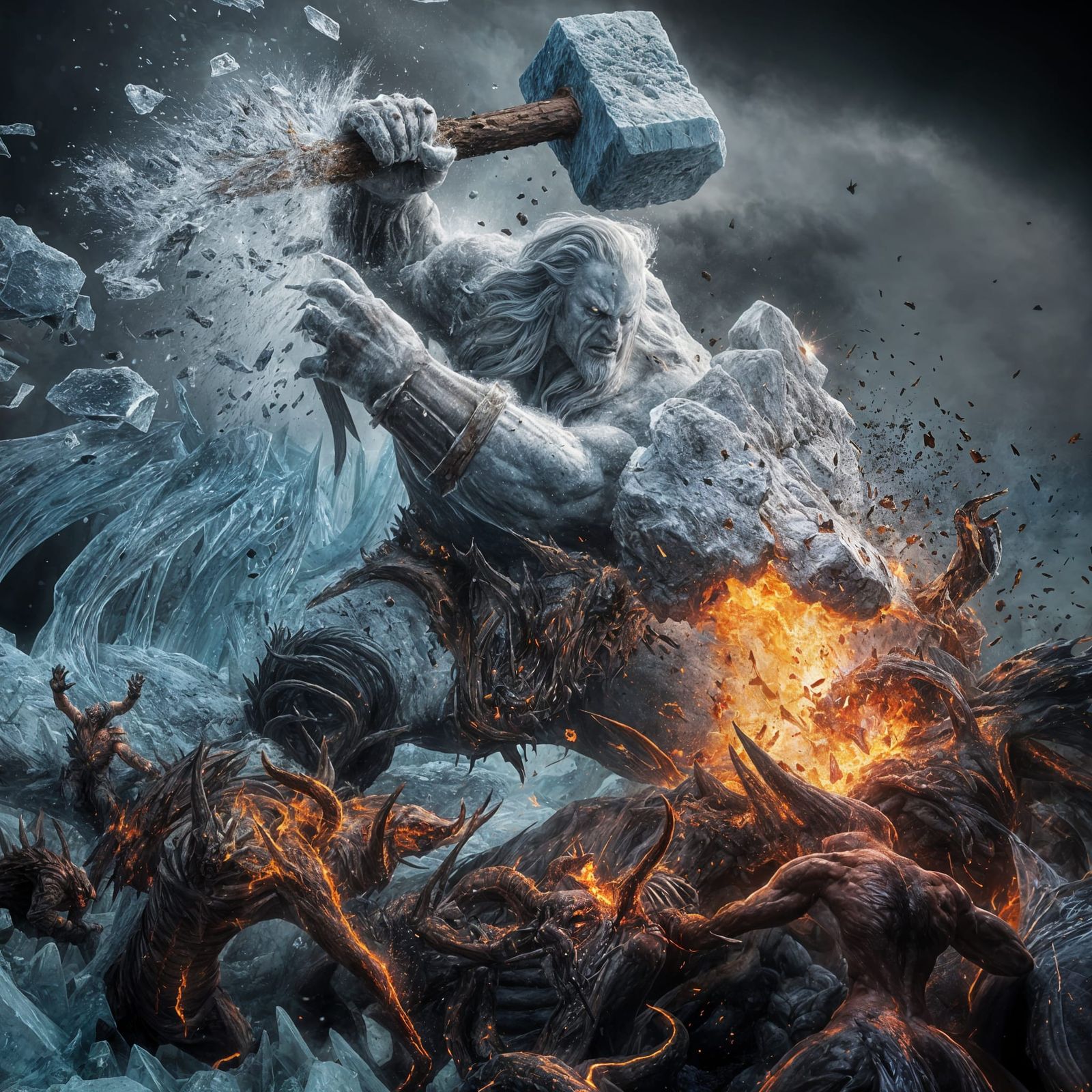 Ice Giant vs. Demonspawn Horde  by @Stoop